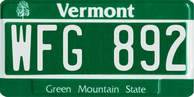 VT license plate WFG892