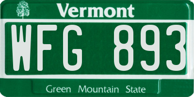 VT license plate WFG893