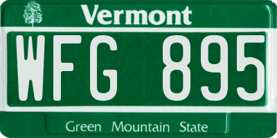 VT license plate WFG895