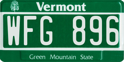 VT license plate WFG896