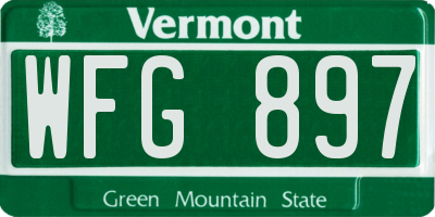 VT license plate WFG897