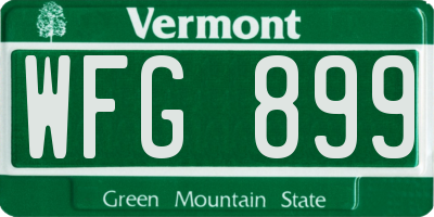 VT license plate WFG899