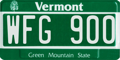 VT license plate WFG900
