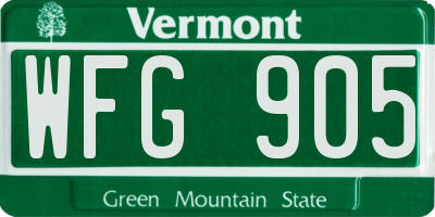 VT license plate WFG905