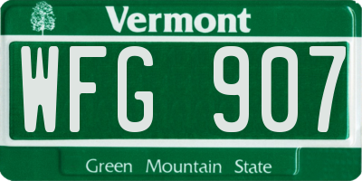VT license plate WFG907