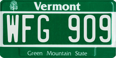 VT license plate WFG909