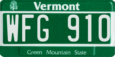 VT license plate WFG910