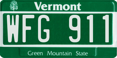 VT license plate WFG911