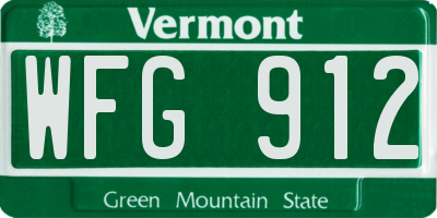 VT license plate WFG912