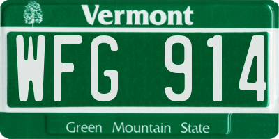 VT license plate WFG914
