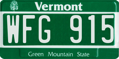 VT license plate WFG915
