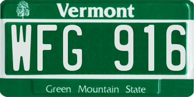VT license plate WFG916