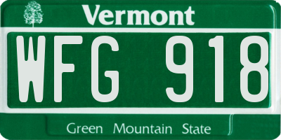 VT license plate WFG918