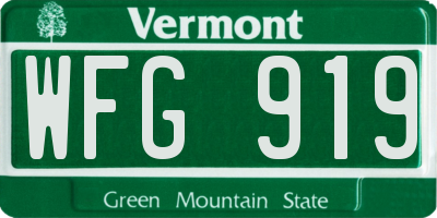 VT license plate WFG919