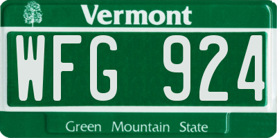 VT license plate WFG924