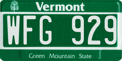 VT license plate WFG929