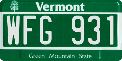 VT license plate WFG931