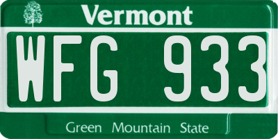 VT license plate WFG933