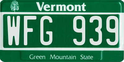 VT license plate WFG939