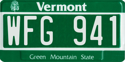 VT license plate WFG941