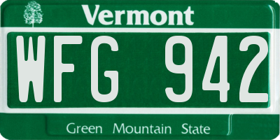 VT license plate WFG942