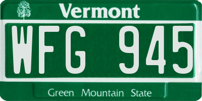 VT license plate WFG945