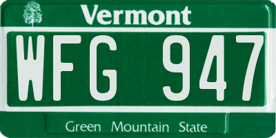 VT license plate WFG947