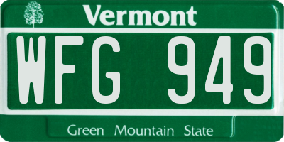 VT license plate WFG949
