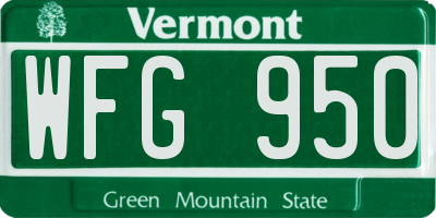 VT license plate WFG950