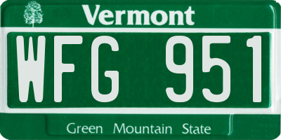 VT license plate WFG951