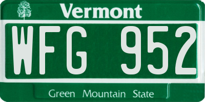 VT license plate WFG952