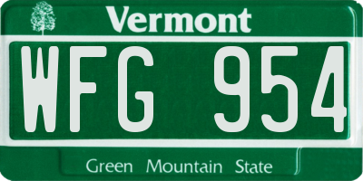 VT license plate WFG954