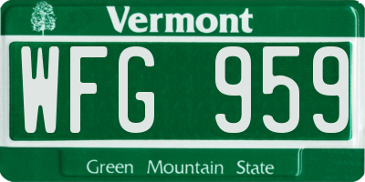 VT license plate WFG959
