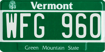 VT license plate WFG960