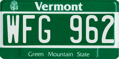 VT license plate WFG962