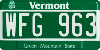 VT license plate WFG963