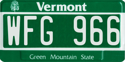VT license plate WFG966