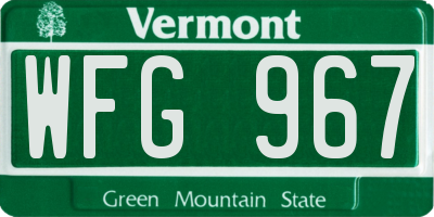 VT license plate WFG967