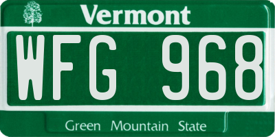 VT license plate WFG968