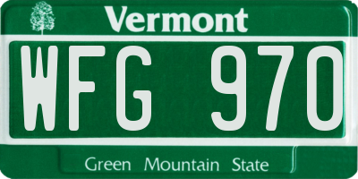 VT license plate WFG970