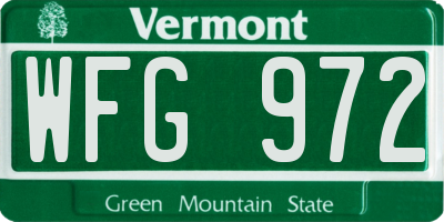 VT license plate WFG972