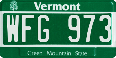 VT license plate WFG973
