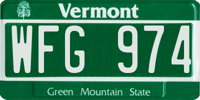 VT license plate WFG974