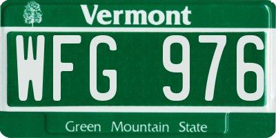 VT license plate WFG976
