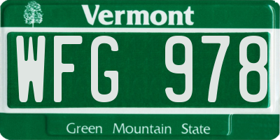 VT license plate WFG978