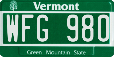 VT license plate WFG980