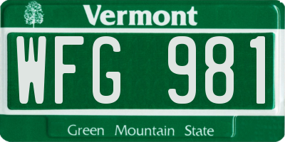 VT license plate WFG981