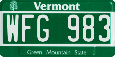 VT license plate WFG983