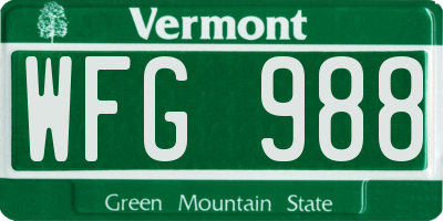 VT license plate WFG988