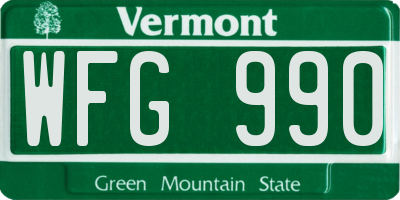 VT license plate WFG990